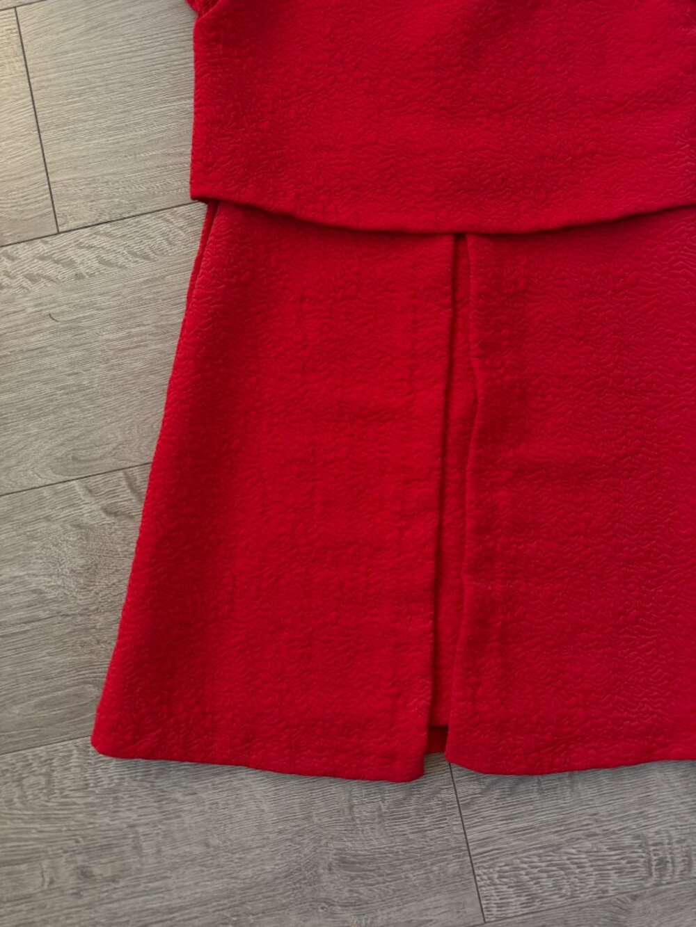 Zara Trafaluc Red Textured Overlay A-Line Dress Size Small - Picture 2 of 10